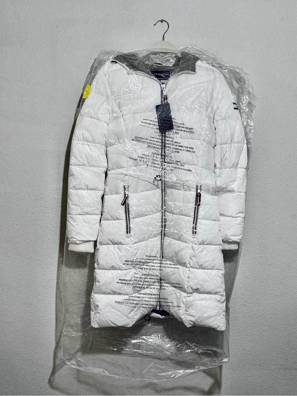 Tommy Hilfiger Women's Hooded Puffer Full Zip Coat - White Size Medium NWT